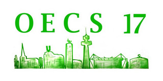 OECS 17 Logo. The letters OECS 17 are written over a grafitto of the skyline of Dortmund.